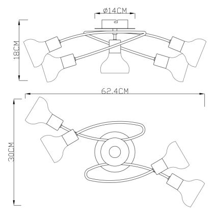 Globo - Fastmonteret lysekrone 5xE14/40W/230V