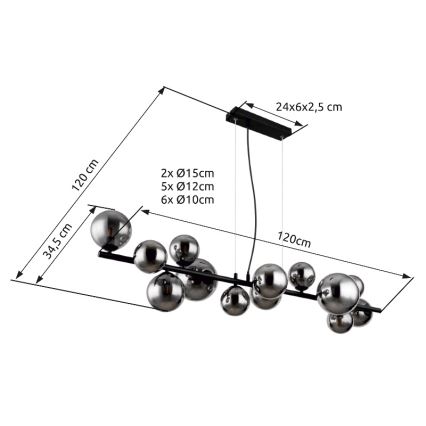 Globo - LED pendel 13xG9/3,5W/230V røget/sort
