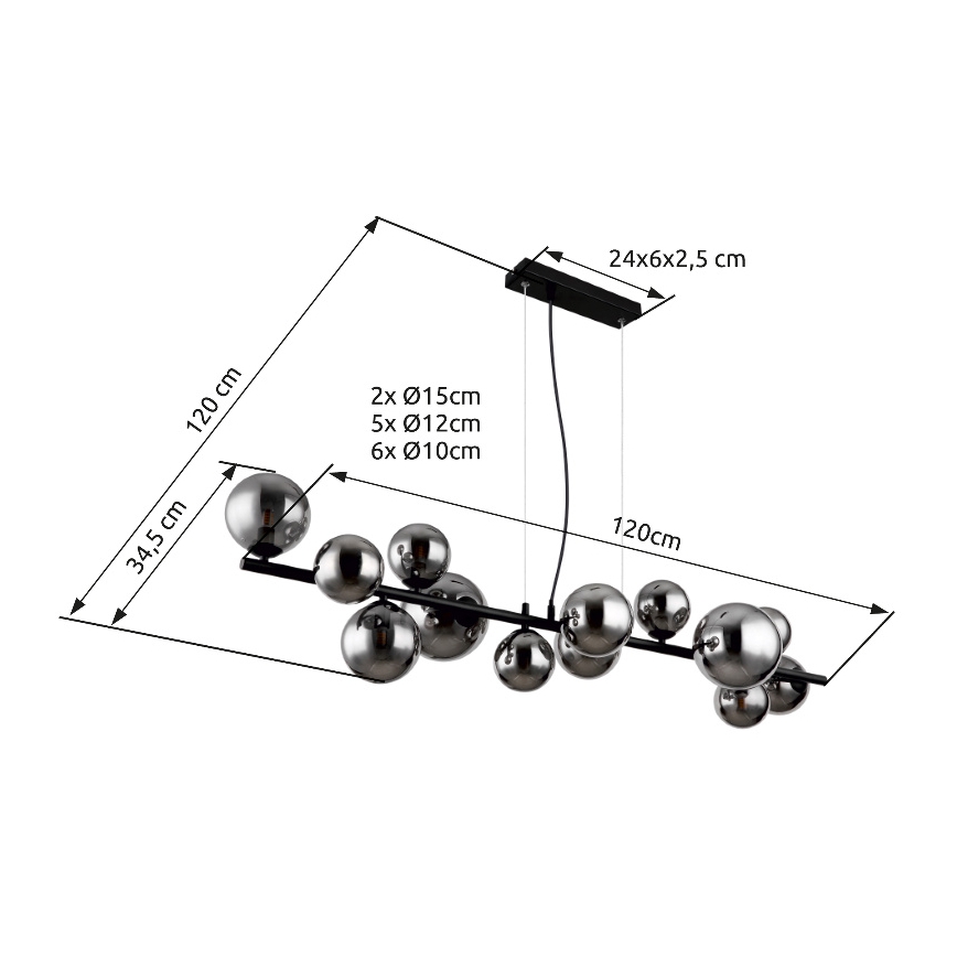 Globo - LED pendel 13xG9/3,5W/230V røget/sort