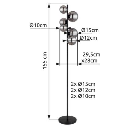 Globo - LED gulvlampe 6xG9/3,5W/230V røget/sort