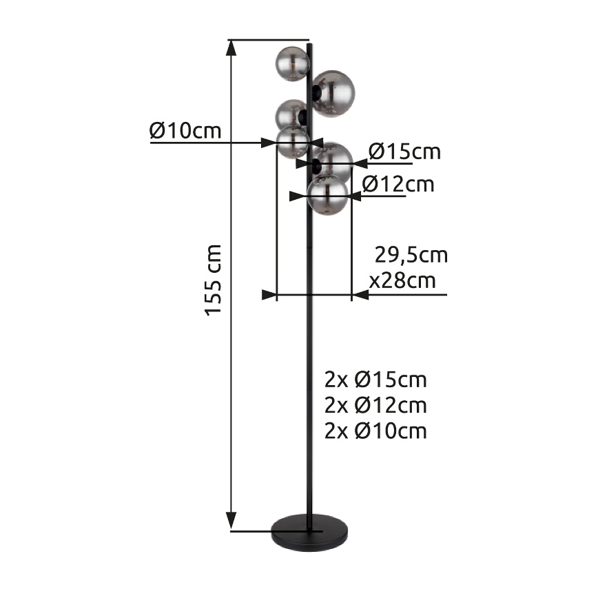 Globo - LED gulvlampe 6xG9/3,5W/230V røget/sort