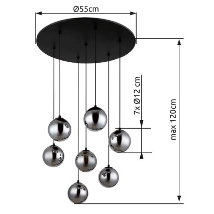 Globo - LED pendel 7xG9/3,5W/230V røget/sort