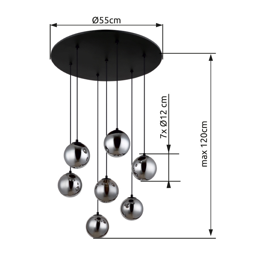 Globo - LED pendel 7xG9/3,5W/230V røget/sort