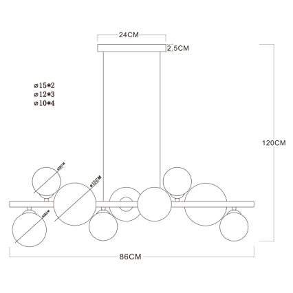 Globo - LED lysekrone i en snor 9xG9/3W/230V