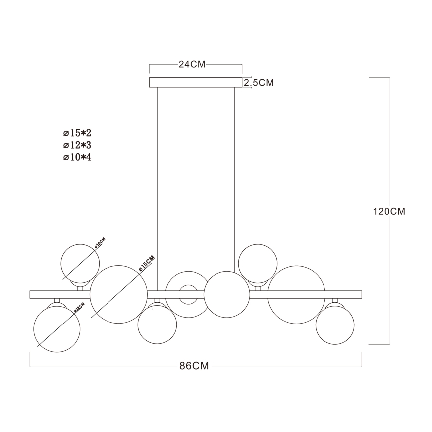 Globo - LED lysekrone i en snor 9xG9/3W/230V