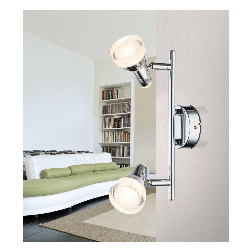 Globo - LED spotlampe 2xLED/4W/230V skinnende krom