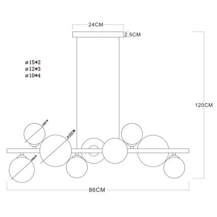 Globo - LED pendel 9xG9/3W/230V messing