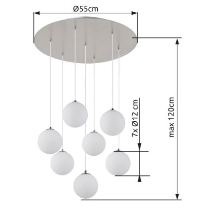 Globo - LED pendel 7xG9/3,5W/230V hvid