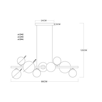 Globo - LED-pendel på wire 9xG9/3W/230V