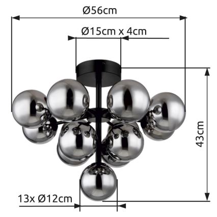 Globo - Loftlampe 13xG9/5W/230V diameter 56 cm sort