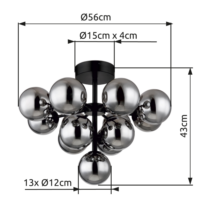 Globo - Loftlampe 13xG9/5W/230V diameter 56 cm sort