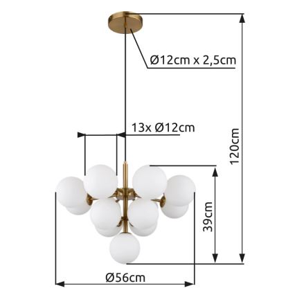 Globo - Pendel 13xG9/5W/230V diameter 56 cm guldfarvet