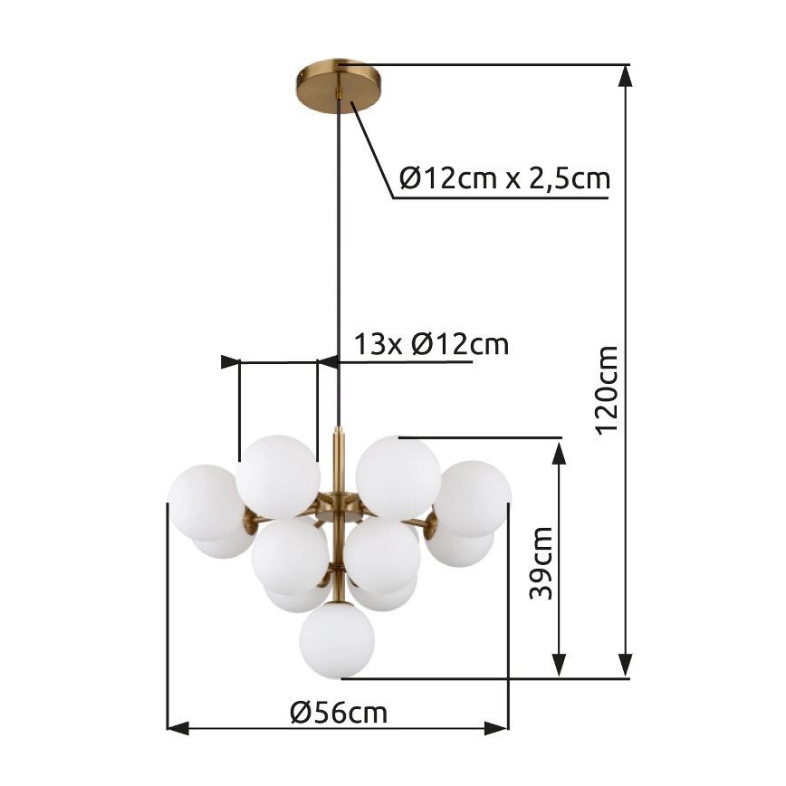Globo - Pendel 13xG9/5W/230V diameter 56 cm guldfarvet