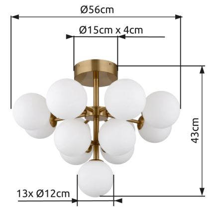 Globo - Loftlampe 13xG9/5W/230V diameter 56 cm guldfarvet