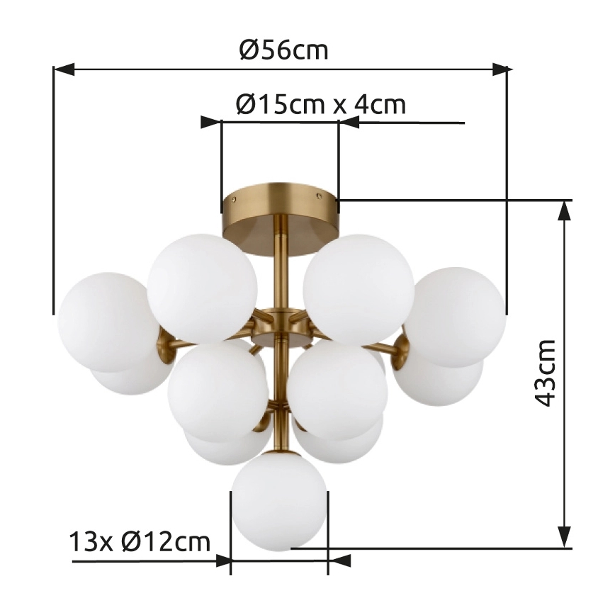 Globo - Loftlampe 13xG9/5W/230V diameter 56 cm guldfarvet