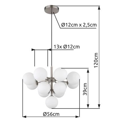 Globo - Pendel 13xG9/5W/230V diameter 56 cm mat krom