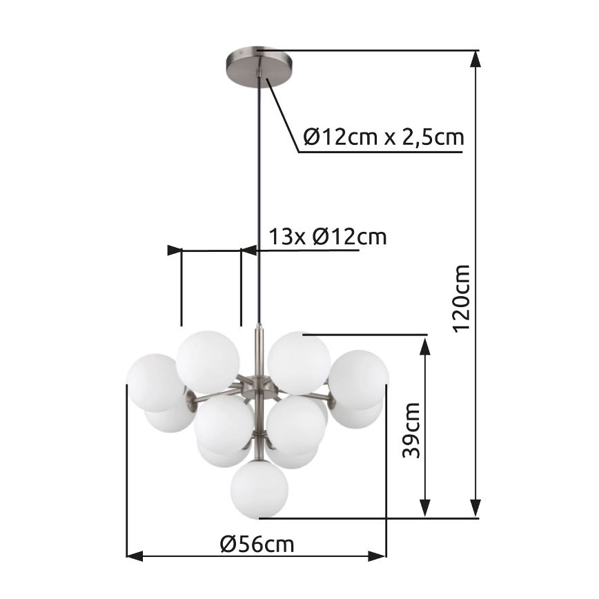 Globo - Pendel 13xG9/5W/230V diameter 56 cm mat krom