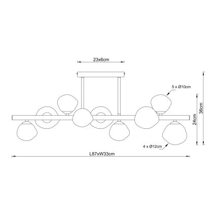 Globo - Lysekrone på stang 9xG9/5W/230V 33x87 cm