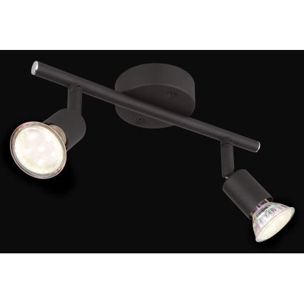 Globo - LED spotlampe 2xGU10/3W/230V sort