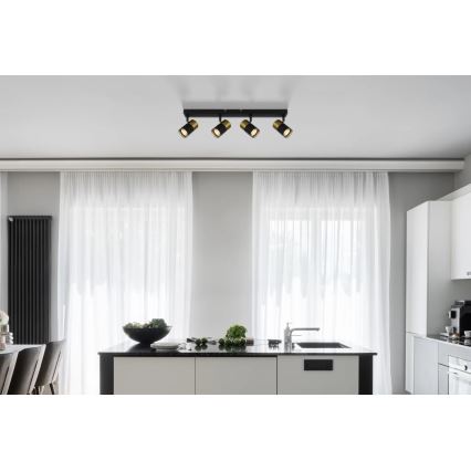 Globo - Spotlampe 4xGU10/25W/230V sort/guldfarvet