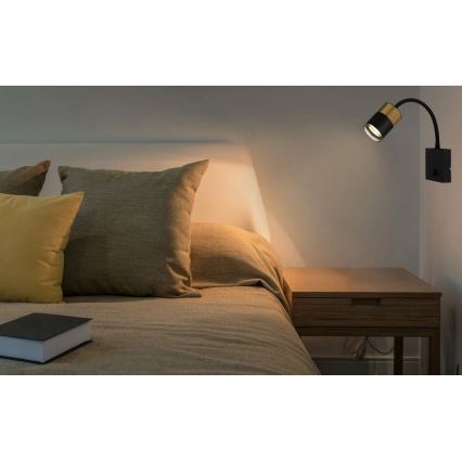 Globo - Vægspot 1xGU10/25W/230V sort/guldfarvet