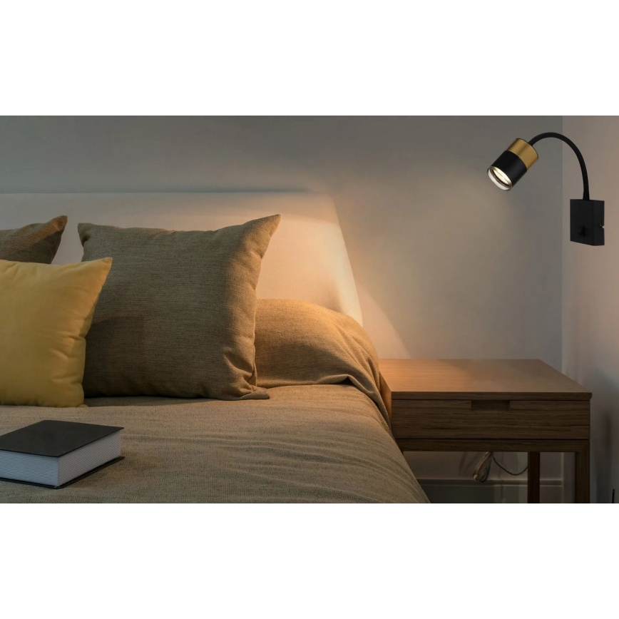 Globo - Vægspot 1xGU10/25W/230V sort/guldfarvet