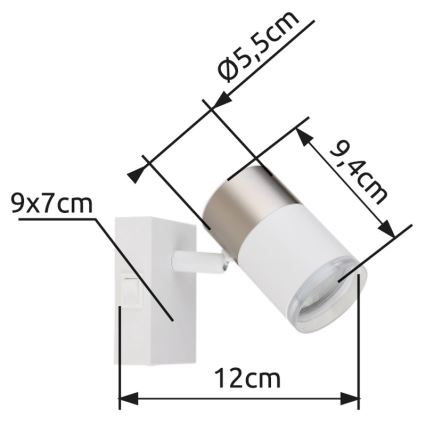 Globo - Vægspot 1xGU10/25W/230V hvid/mat krom
