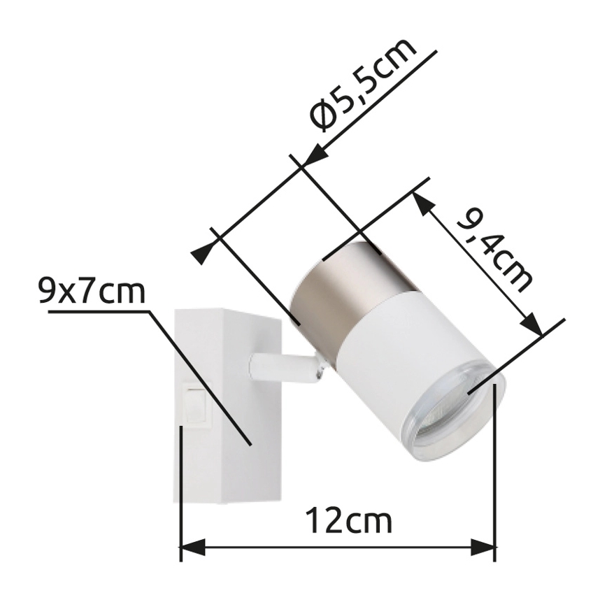 Globo - Vægspot 1xGU10/25W/230V hvid/mat krom