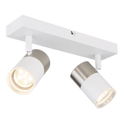 Globo - Spotlampe 2xGU10/25W/230V hvid/mat krom