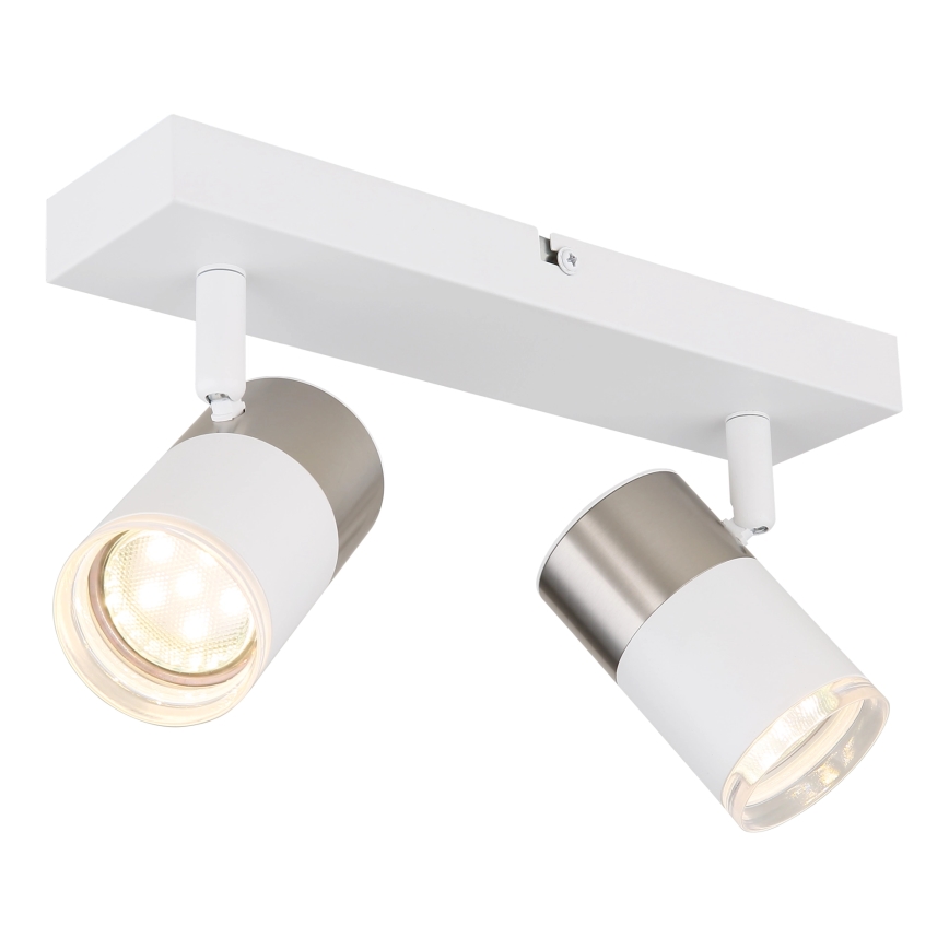 Globo - Spotlampe 2xGU10/25W/230V hvid/mat krom