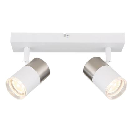 Globo - Spotlampe 2xGU10/25W/230V hvid/mat krom