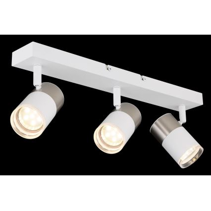 Globo - Spotlampe 3xGU10/25W/230V hvid/mat krom