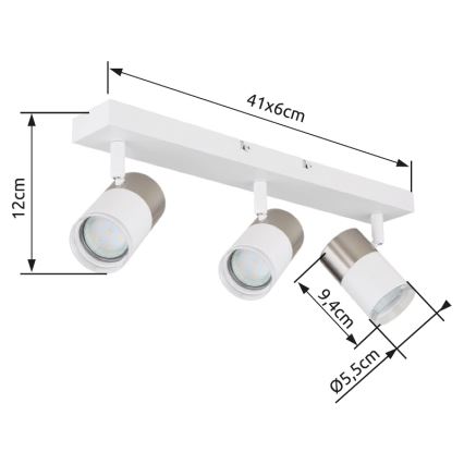 Globo - Spotlampe 3xGU10/25W/230V hvid/mat krom