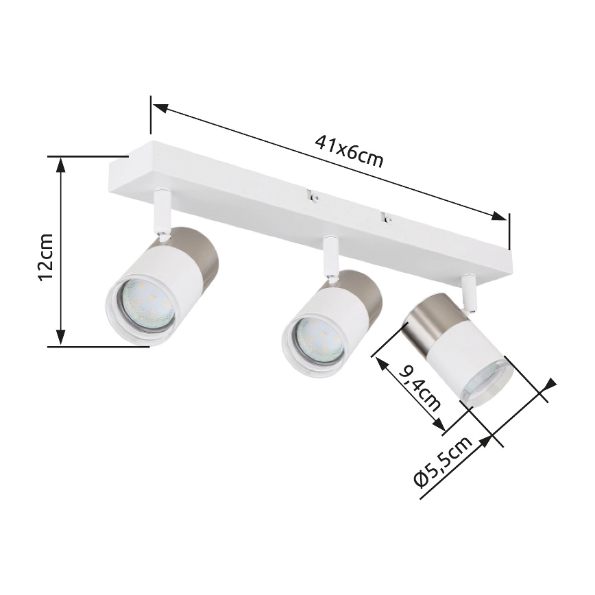 Globo - Spotlampe 3xGU10/25W/230V hvid/mat krom