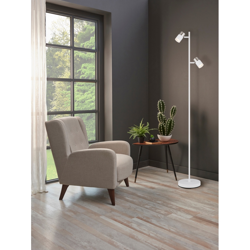 Globo - Gulvlampe 2xGU10/5W/230V hvid/mat krom