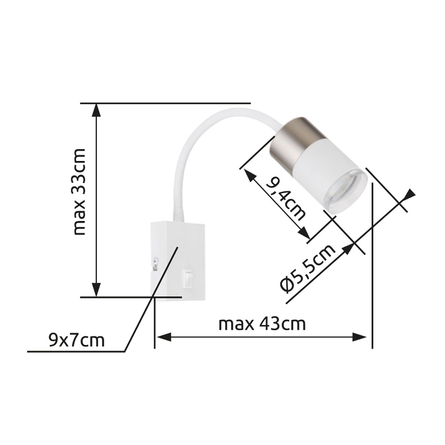 Globo - Vægspot 1xGU10/25W/230V hvid/mat krom