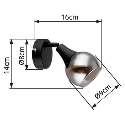 Globo - Vægspot 1xE14/40W/230V sort