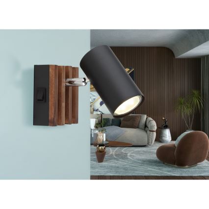 Globo - Vægspot 1xGU10/25W/230V sort