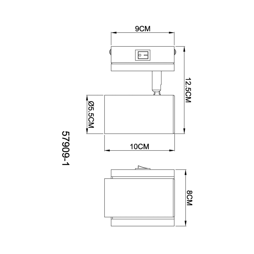 Globo - Vægspot 1xGU10/25W/230V sort