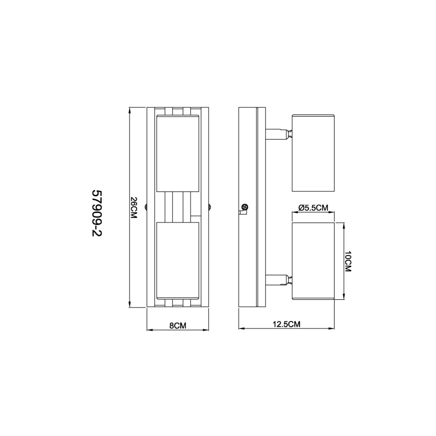 Globo - Spotlampe 2xGU10/25W/230V sort
