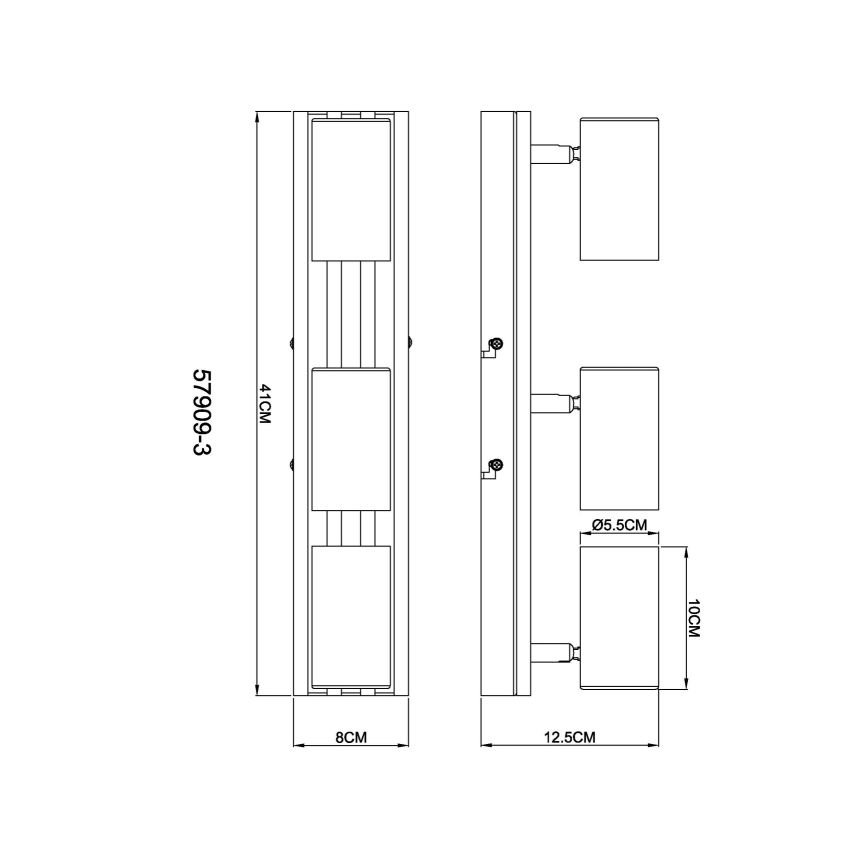 Globo - Spotlampe 3xGU10/25W/230V sort