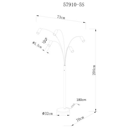 Globo - Gulvlampe 5xGU10/35W/230V