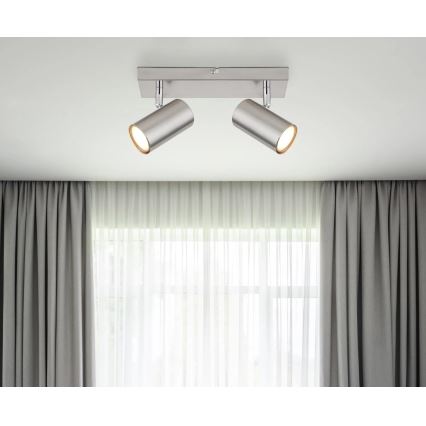 Globo - Spotlampe 2xGU10/25W/230V mat krom