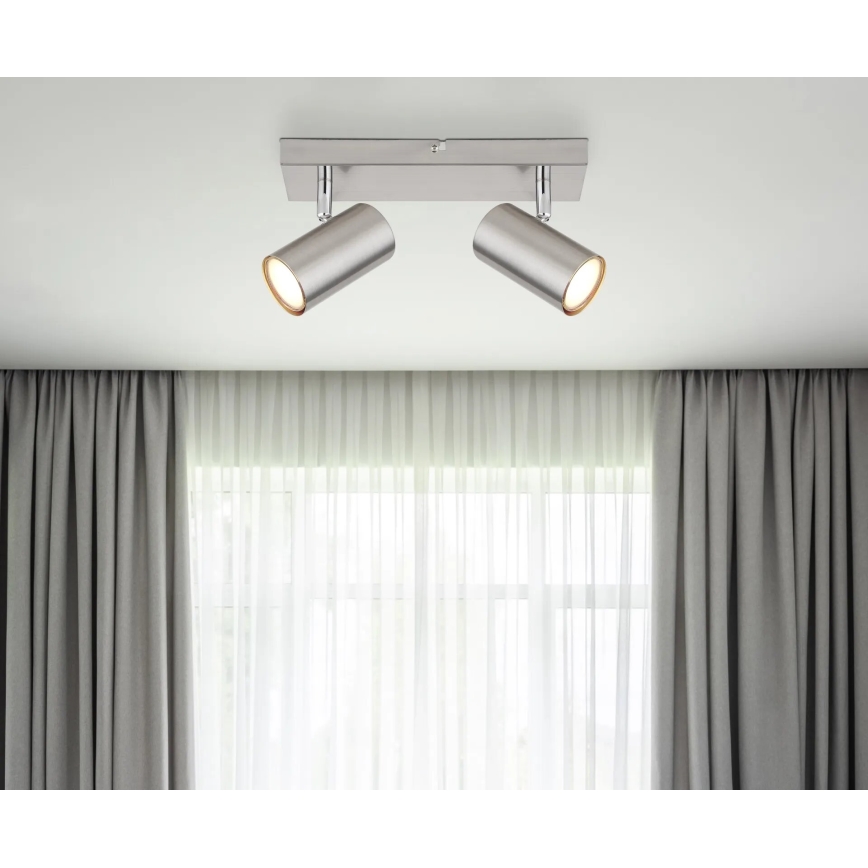 Globo - Spotlampe 2xGU10/25W/230V mat krom