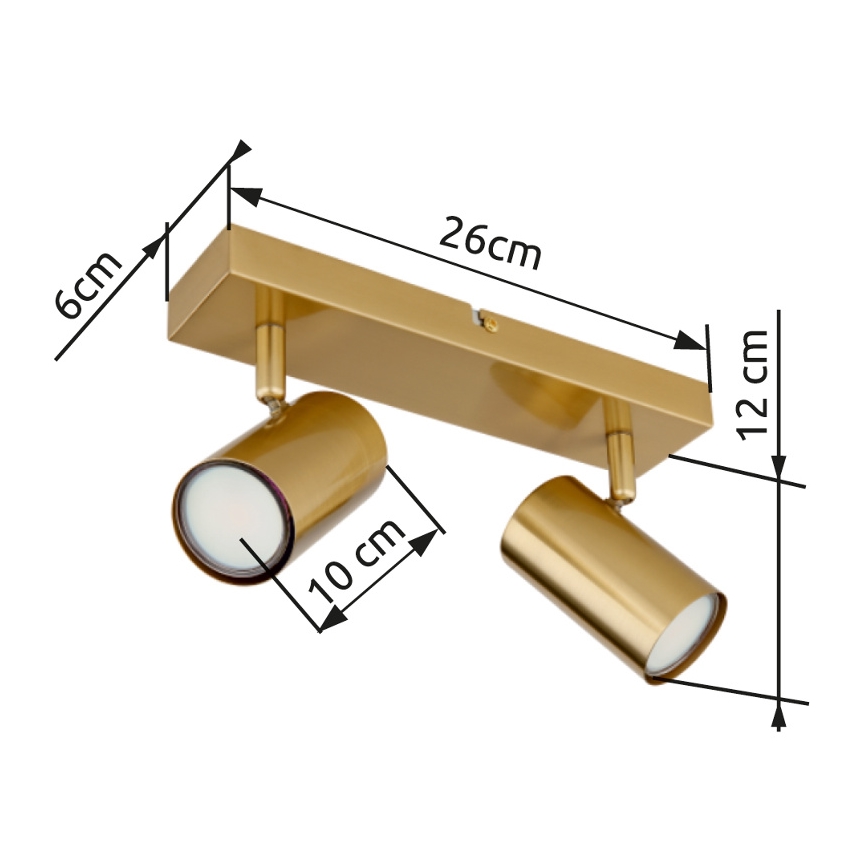 Globo - Spotlampe 2xGU10/35W/230V guldfarvet