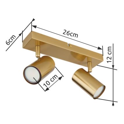 Globo - Spotlampe 2xGU10/35W/230V guldfarvet