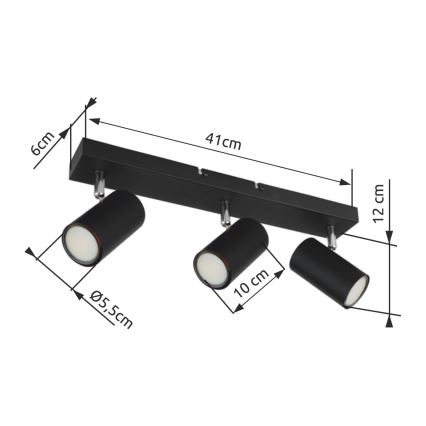 Globo - Spotlampe 3xGU10/35W/230V sort