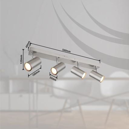 Globo - Spotlampe 4xGU10/25W/230V mat krom