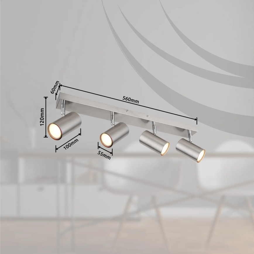 Globo - Spotlampe 4xGU10/25W/230V mat krom