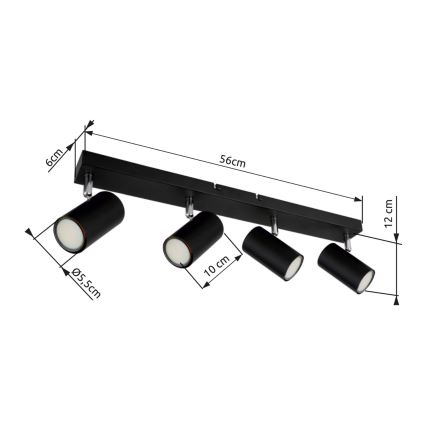 Globo - Spotlampe 4xGU10/35W/230V sort